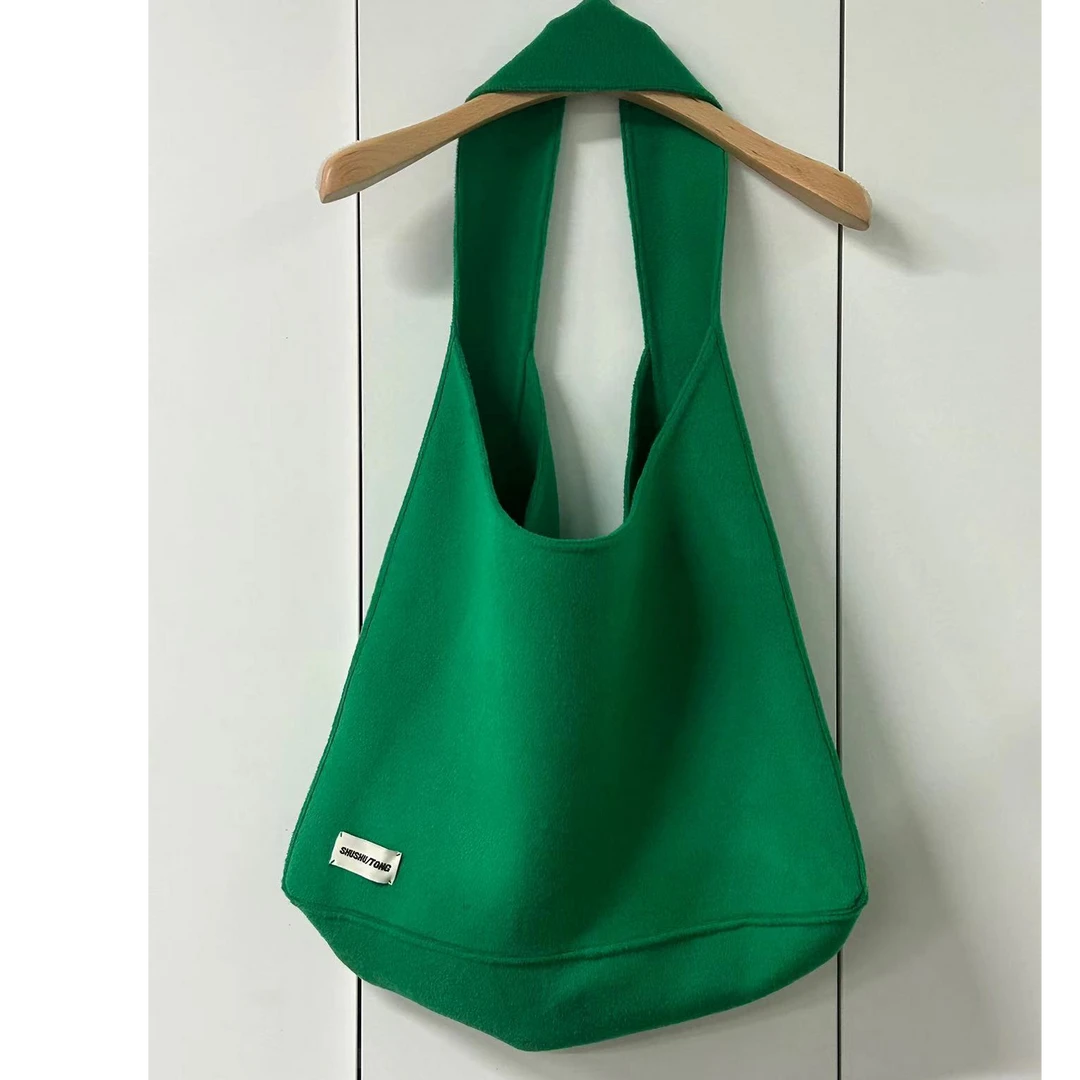 【李小瘦大码女装】羊毛百搭休简约文艺纯色双面呢包包FDSN166