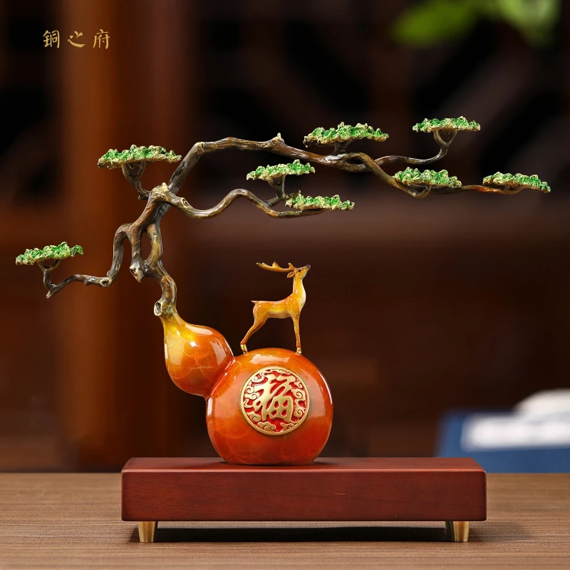 新中式黄铜创意葫芦摆件家居装饰品中式客厅酒柜玄关乔迁新居礼品