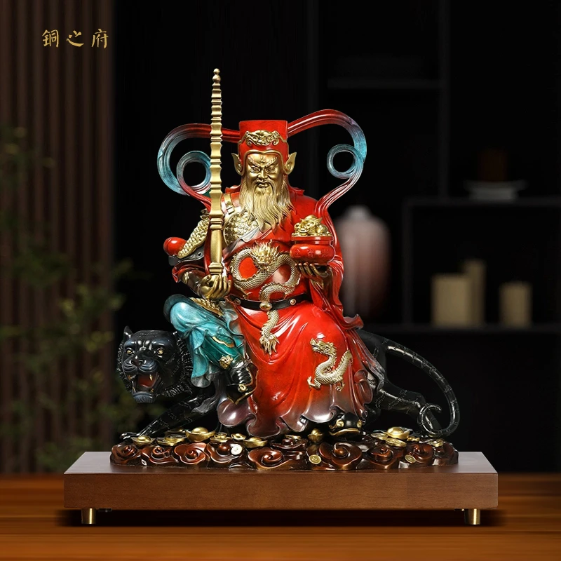 中式全铜武财神赵公明摆件五路财神佛像赵公明财神骑黑虎开业礼品