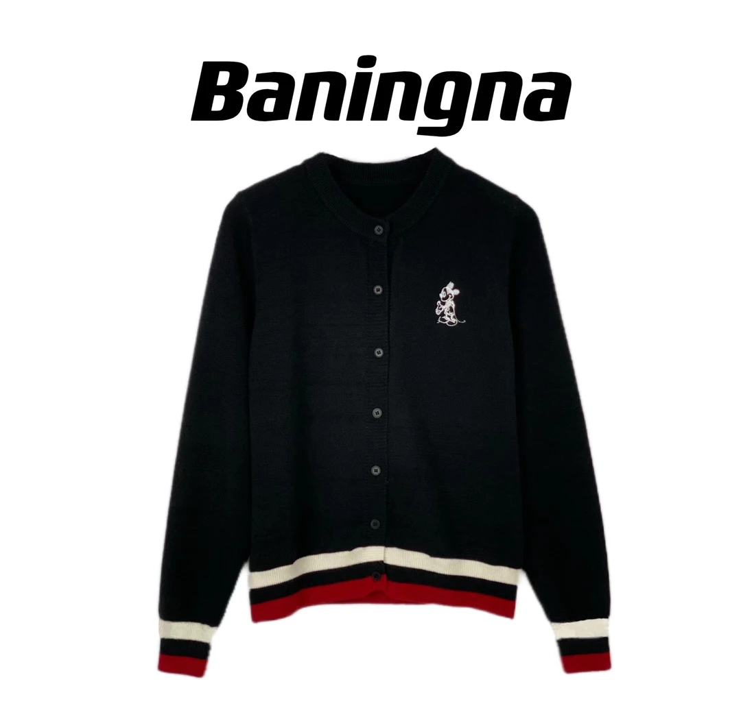 BANINGNA/芭宁纳-大寜-秋冬季欧货小版型米奇短款毛衣小开衫998