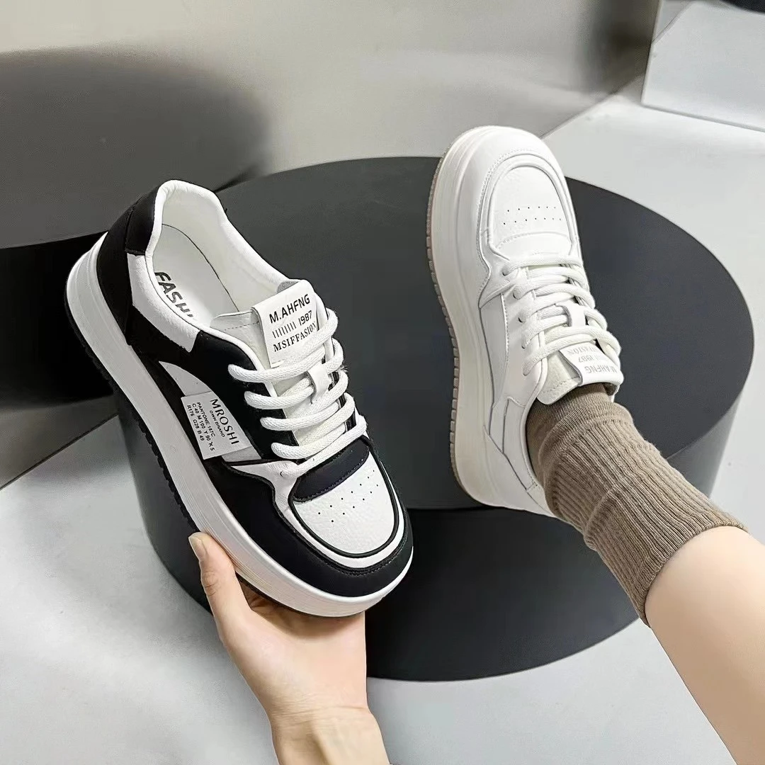 黑白经典小白鞋 2024新款皮面透气百搭软底轻便运动平底单鞋