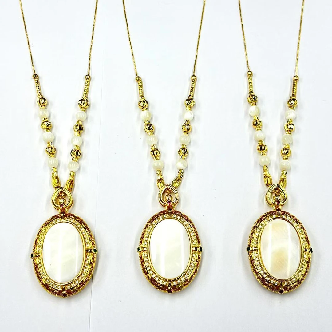 y2406-轻奢气质款白贝母蛋面吊坠-赠链-多样性只发一件