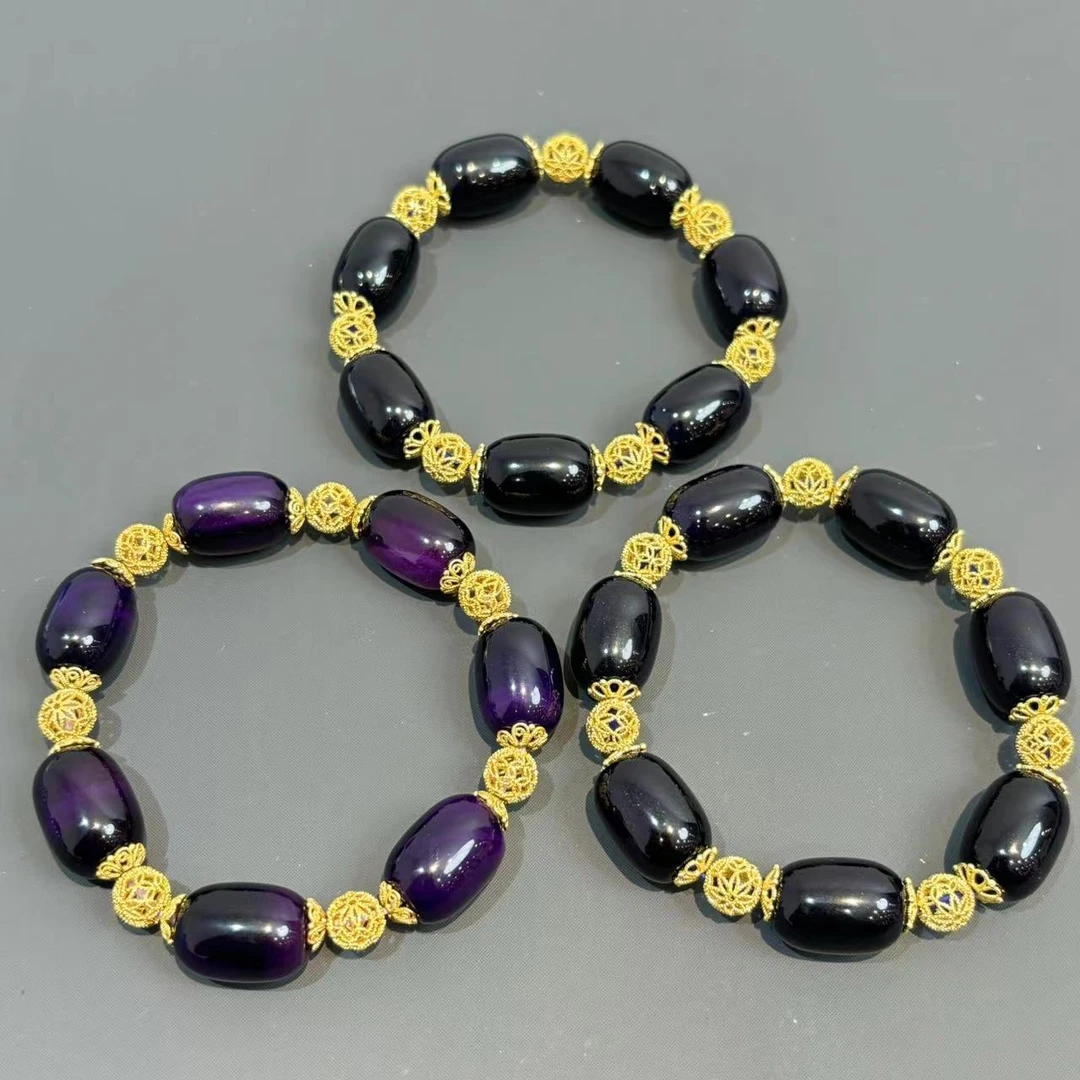 s706-国风设计款紫俱来玛瑙桶珠手串多样性只发一件-合金