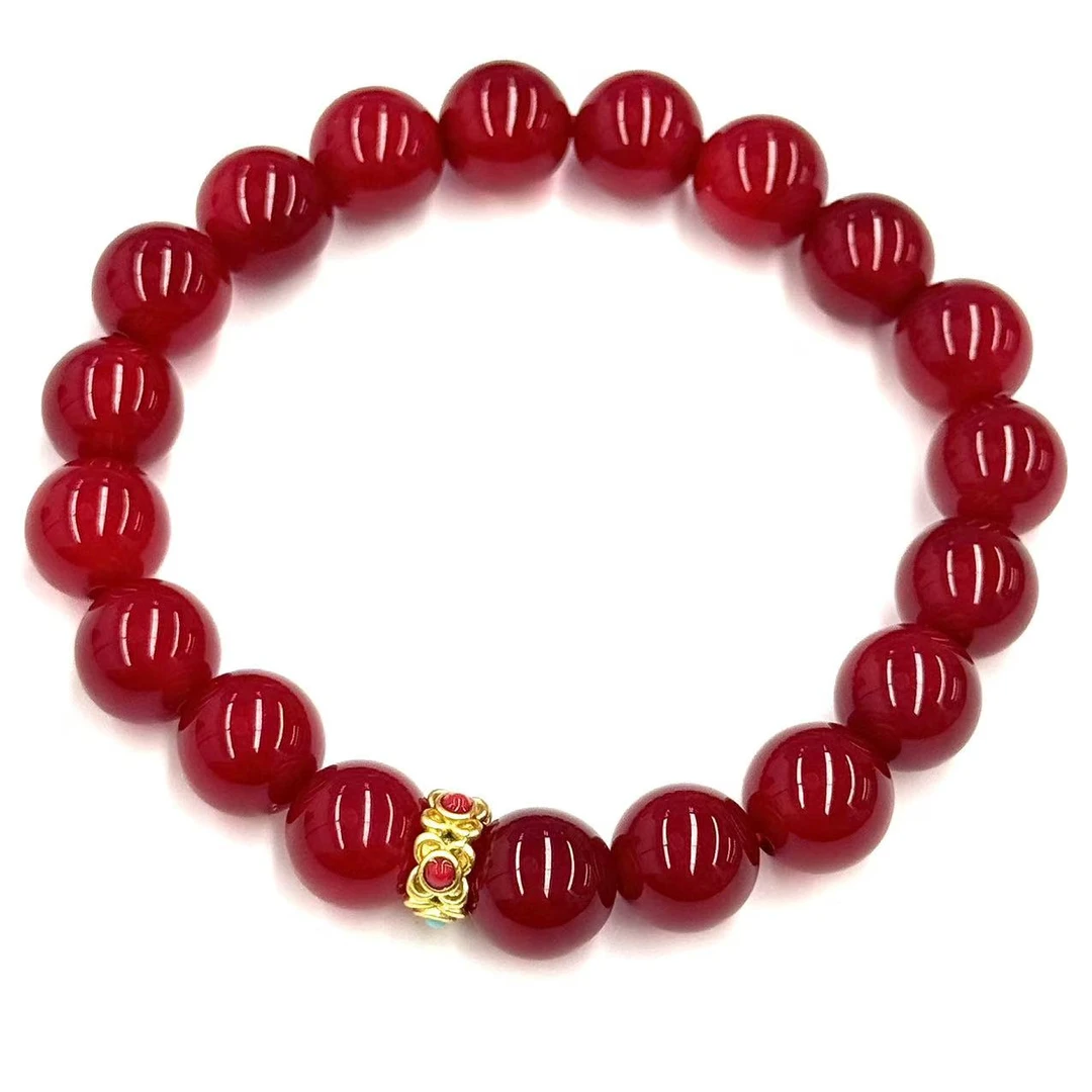 s1179-复古设计款血离子玛瑙圆珠手串-赠礼盒