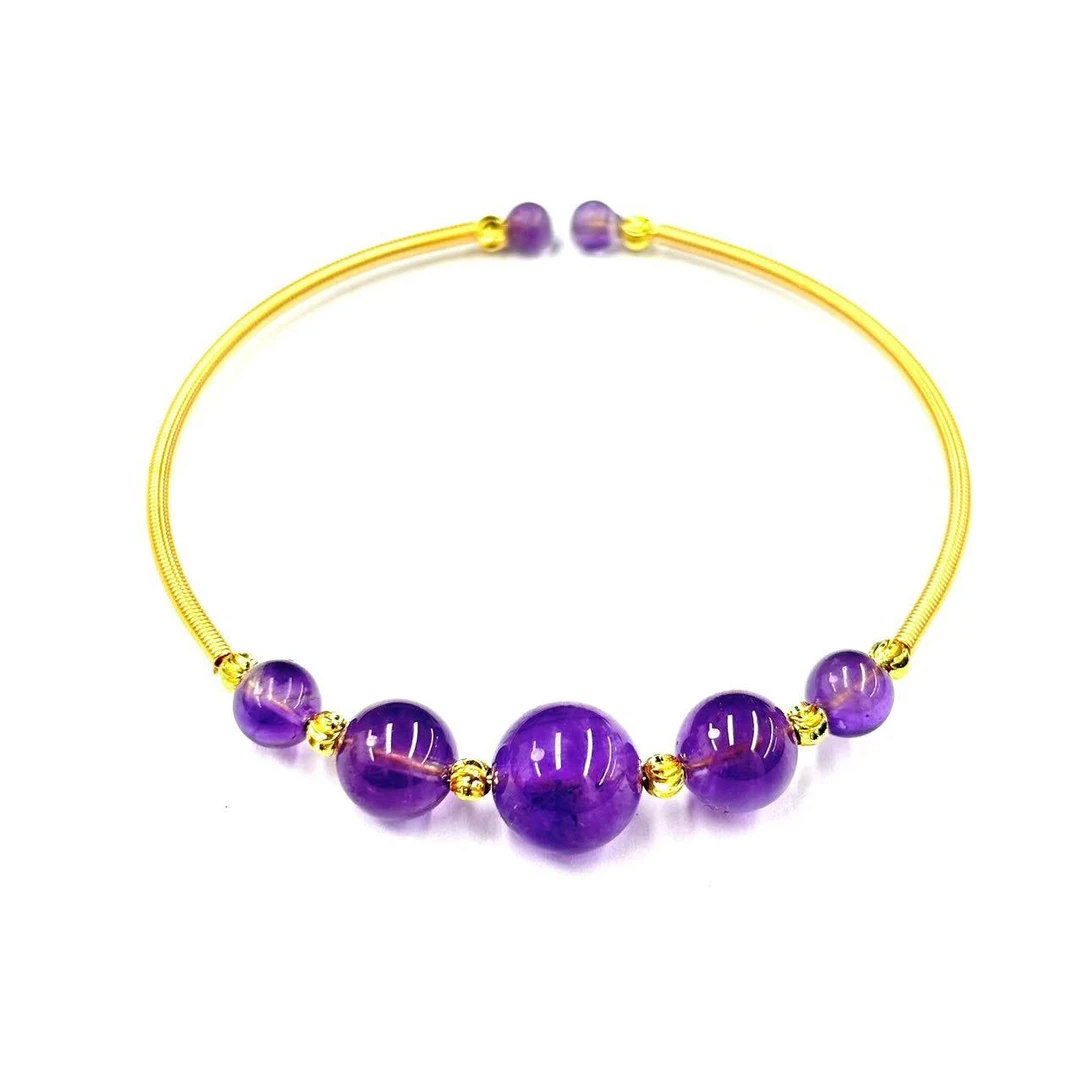 c1367-轻奢气质款超七紫水晶圆珠手镯-赠礼盒