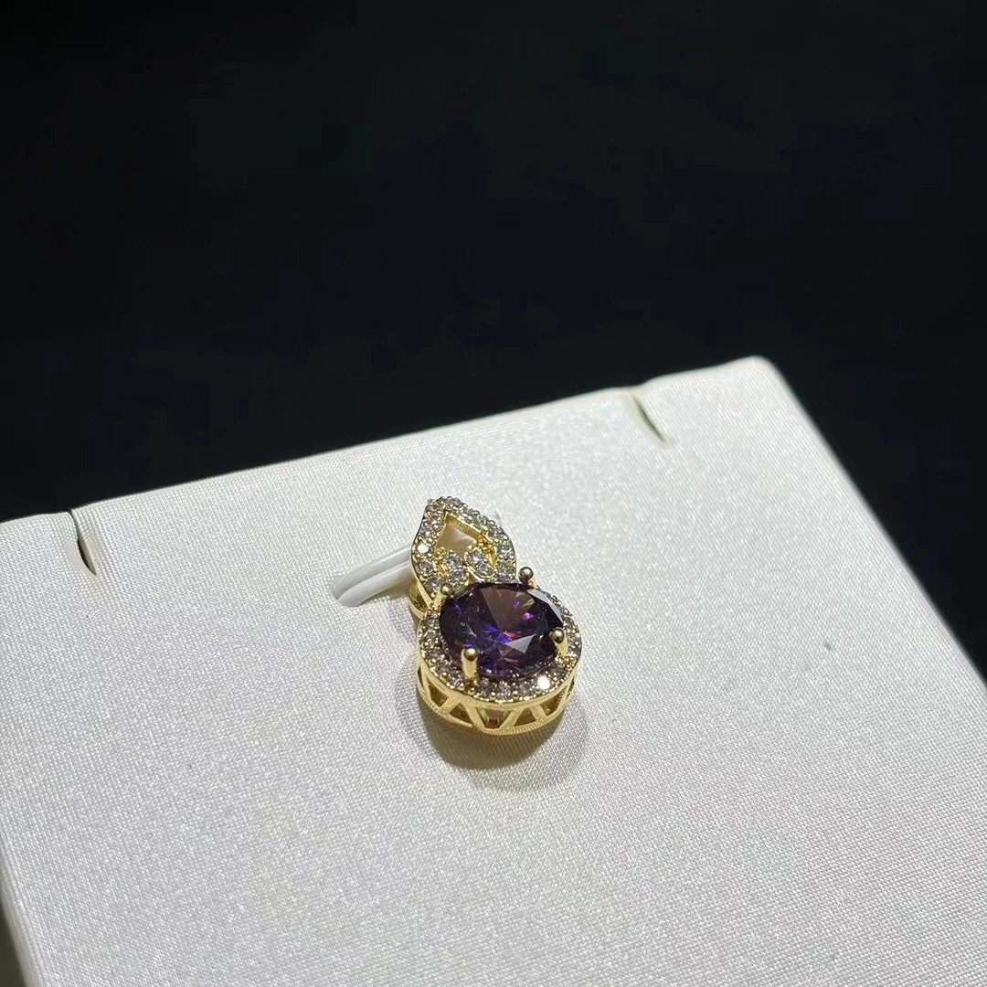【符老板】y2126-紫水晶轻奢设计款葫芦吊坠-赠礼盒-赠链-合金