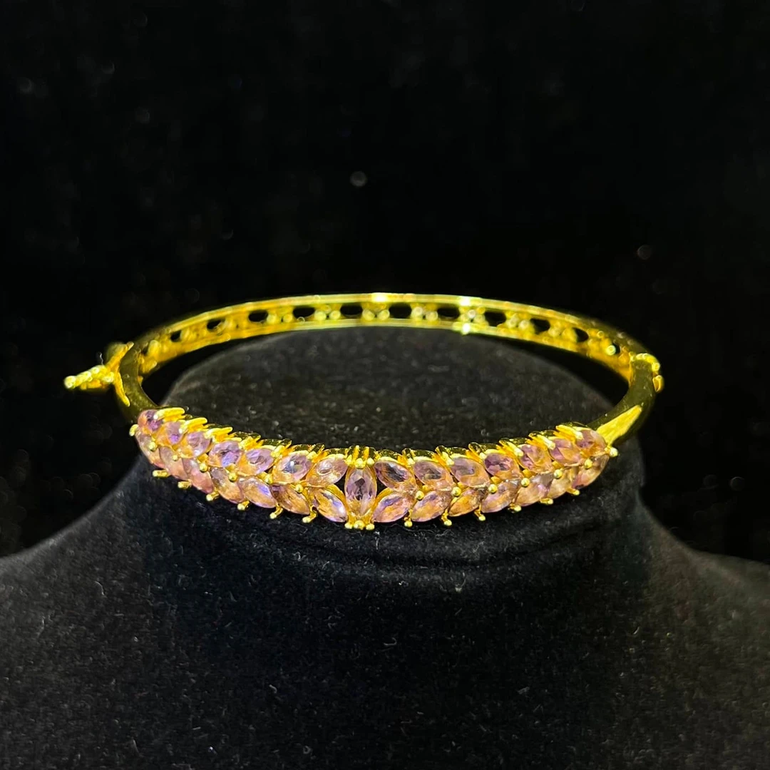 S680-紫水晶麦穗手镯-紫水晶手镯-合金