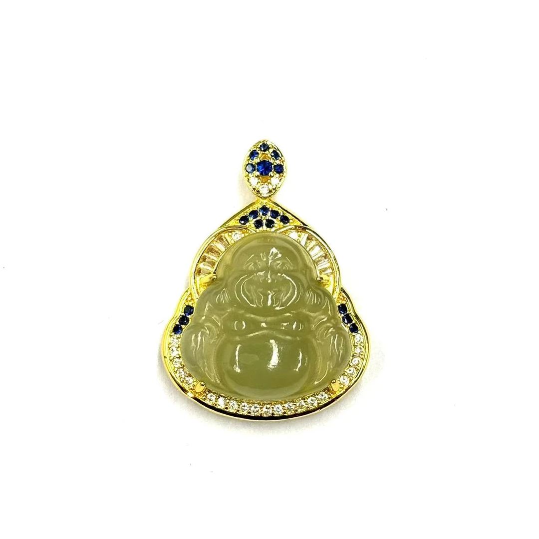 y2233-国风和田玉佛公吊坠-赠礼盒-赠链