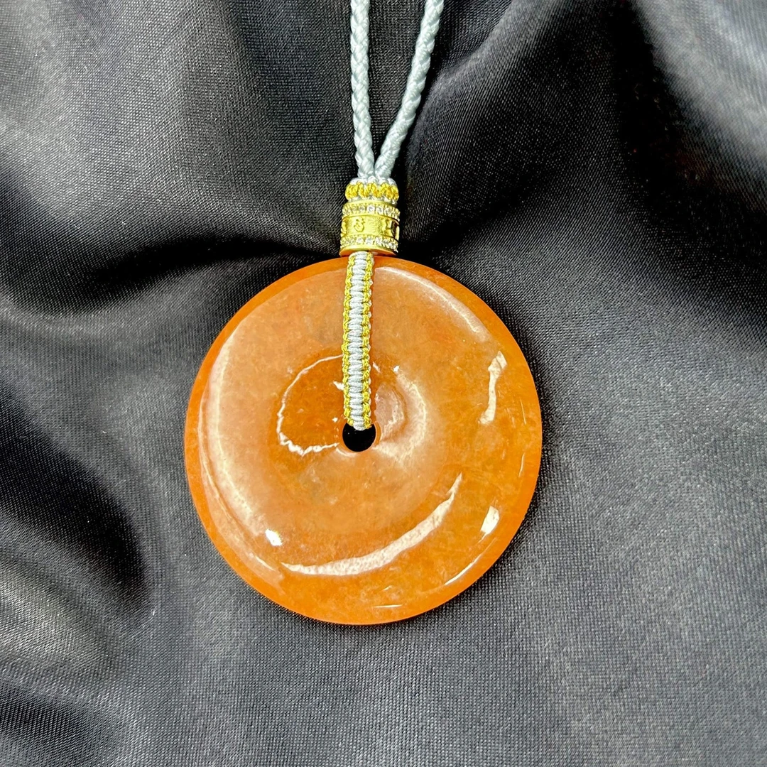 f491-红翡翠平安扣吊坠-红翡翠平安扣吊坠-赠礼盒-赠链