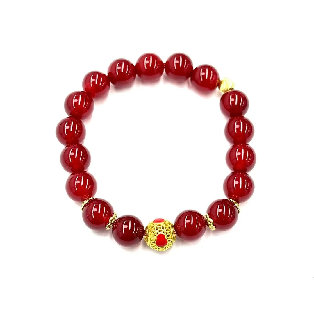 s1392-复古设计款血离子玛瑙圆珠手串-赠礼盒