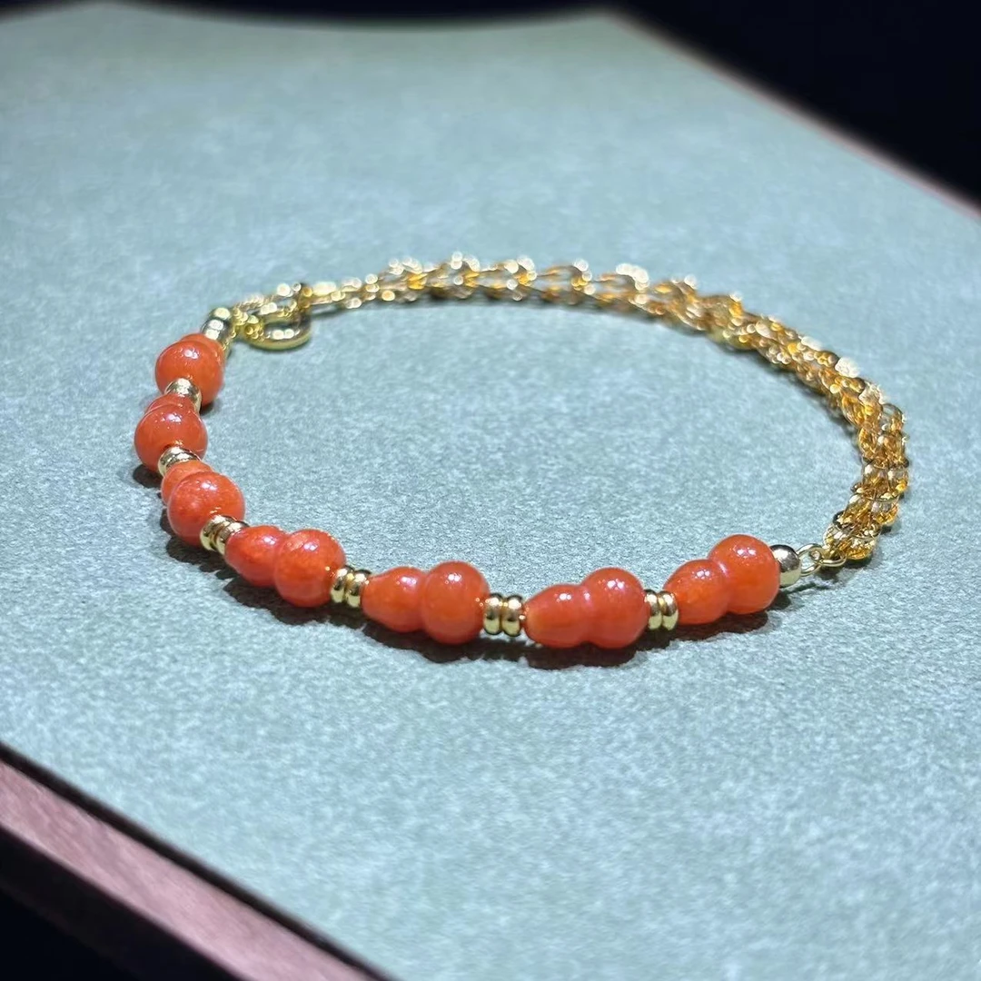 s980-红翡翠葫芦凤尾手链-红翡翠葫芦手链-凤尾合金