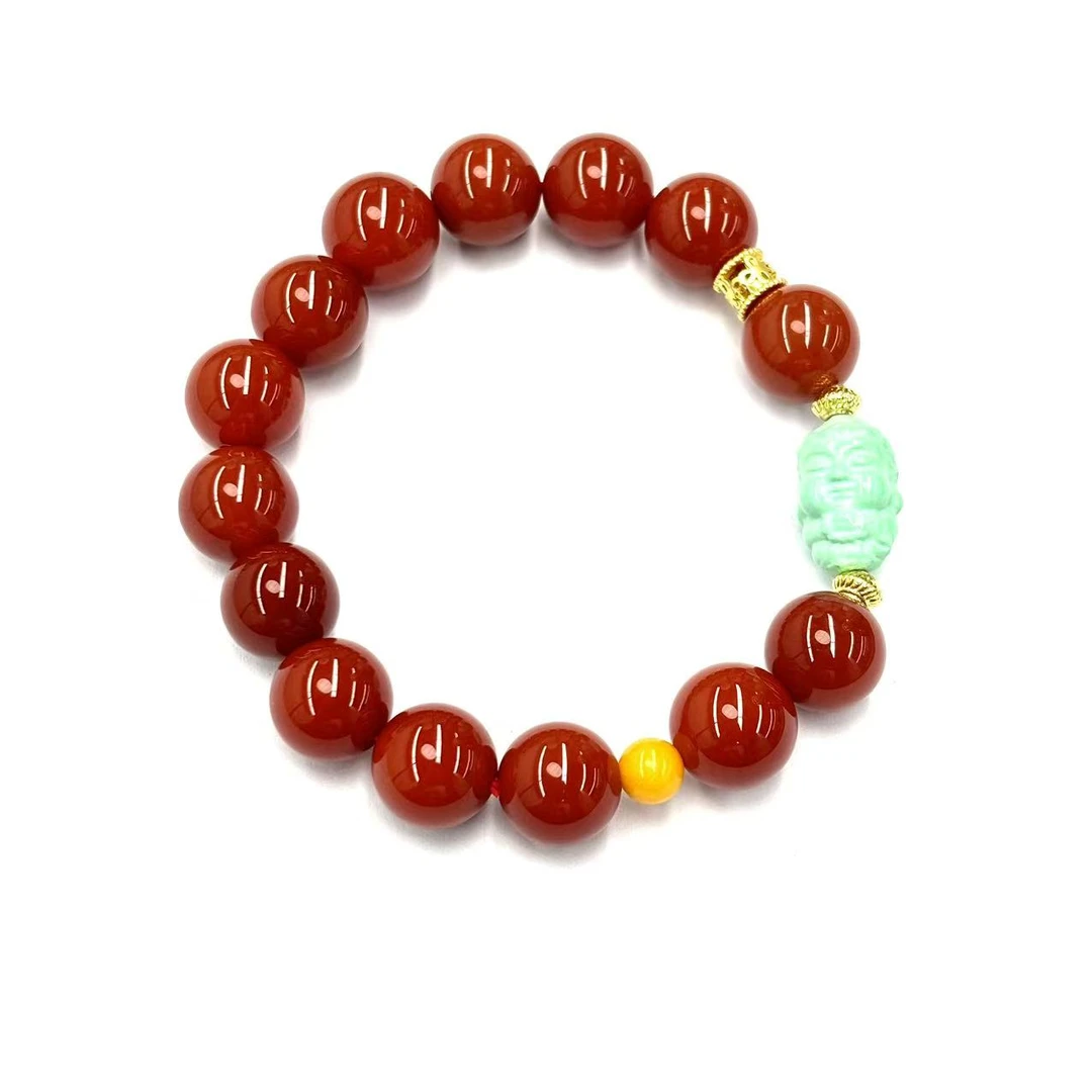 s1399-复古设计款DIY红玛瑙圆珠手串-赠礼盒