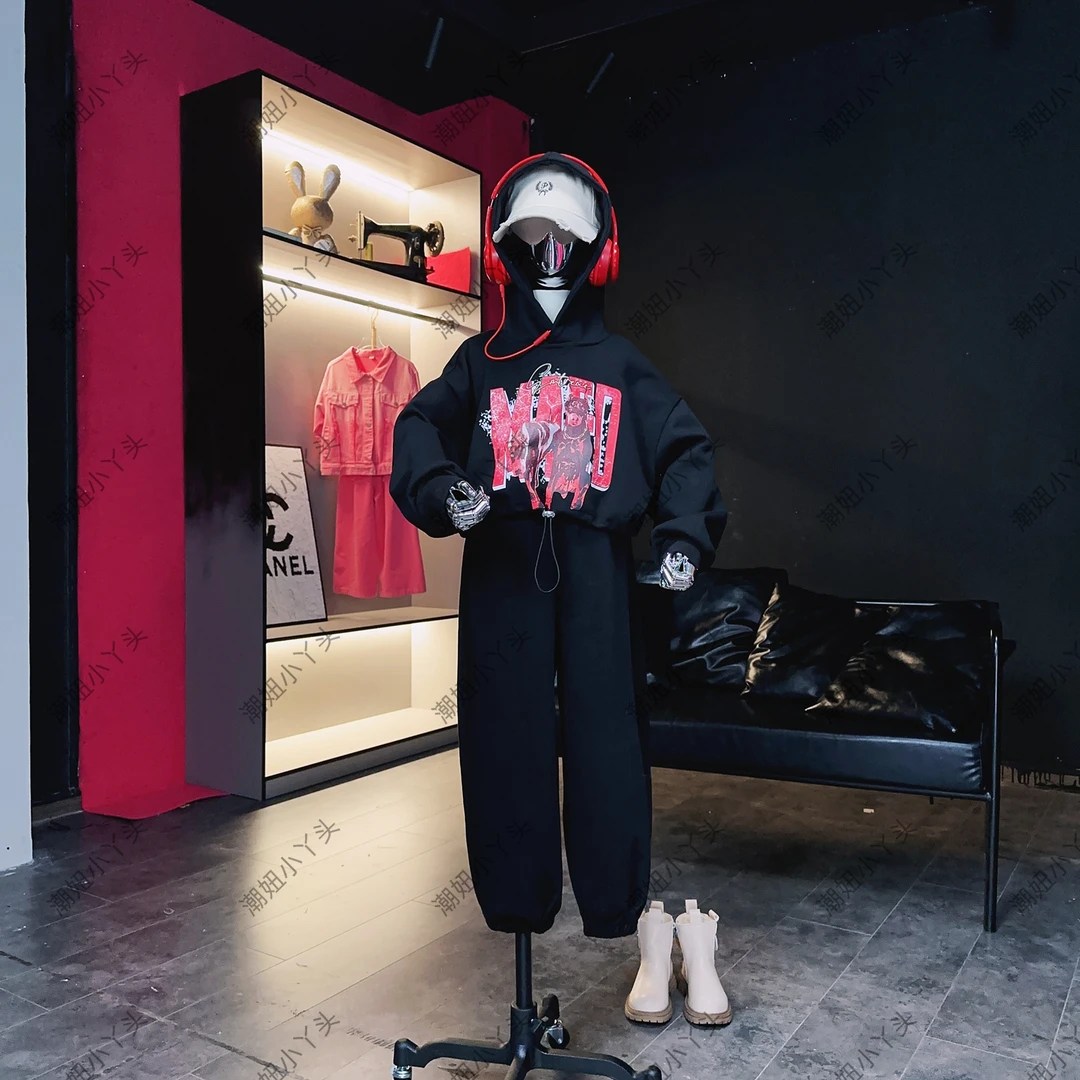 编码“11”套装休闲时尚连帽宽松韩版嘻哈中大童秋季童装