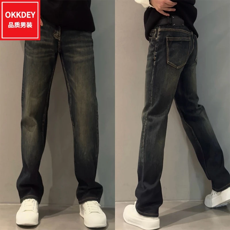 okkdey2024秋冬新款美式水洗牛仔裤男士潮牌休闲裤百搭时尚直筒裤