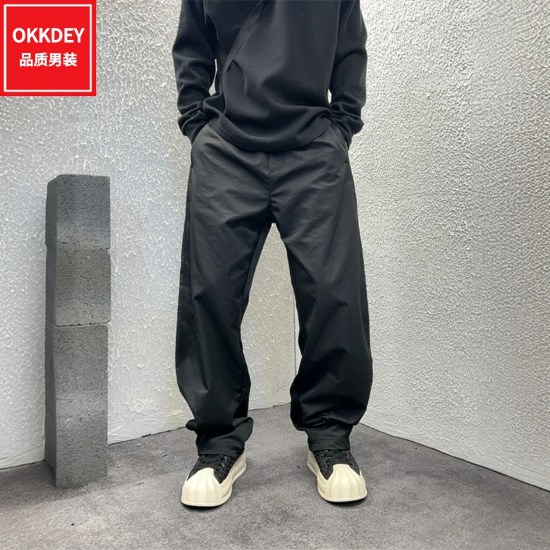 okkdey春秋新款时尚运动休闲裤男士痞帅百搭直筒裤宽松潮流弯刀裤