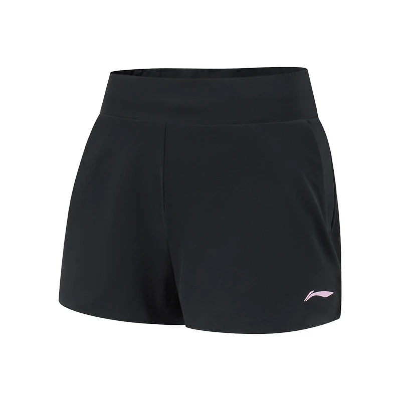李宁运动裤女夏季跑步系列舒适透气简约常规运动短裤AKSU578-B品