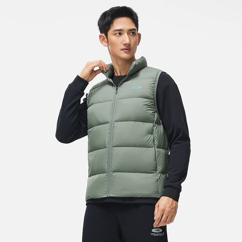 李宁羽绒服男冬季跑训系列时尚舒适常规简约休闲羽绒马甲AMRT015