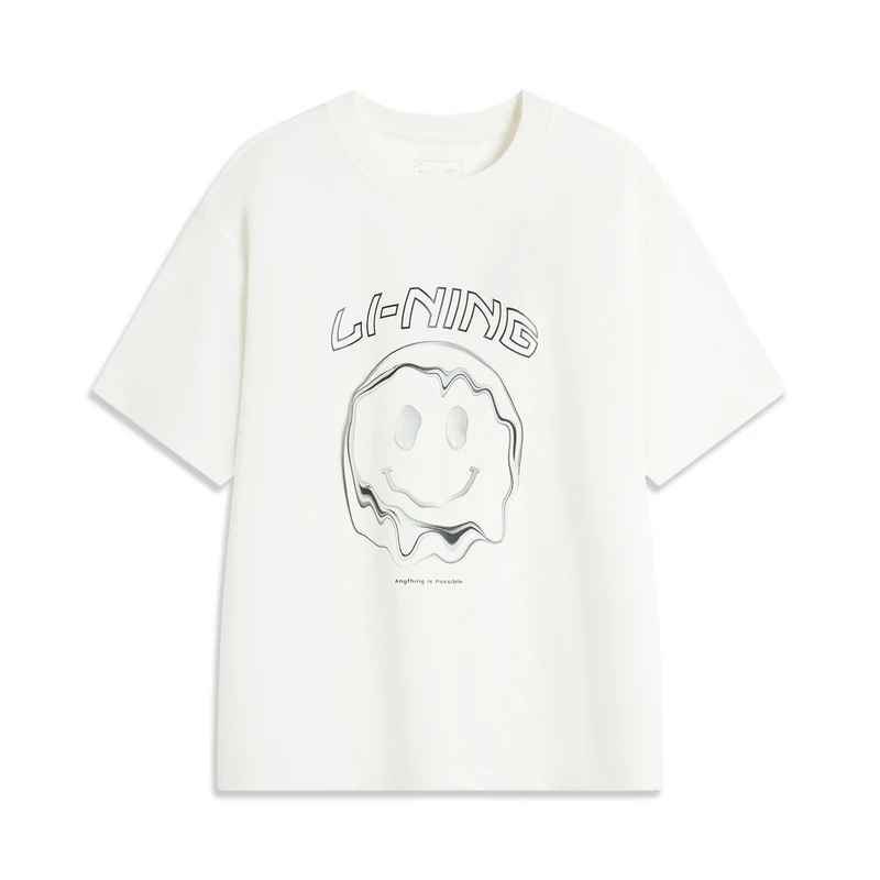 李宁女夏季运动生活潮流休闲短袖文化衫宽松舒适上衣AHSU348-B品