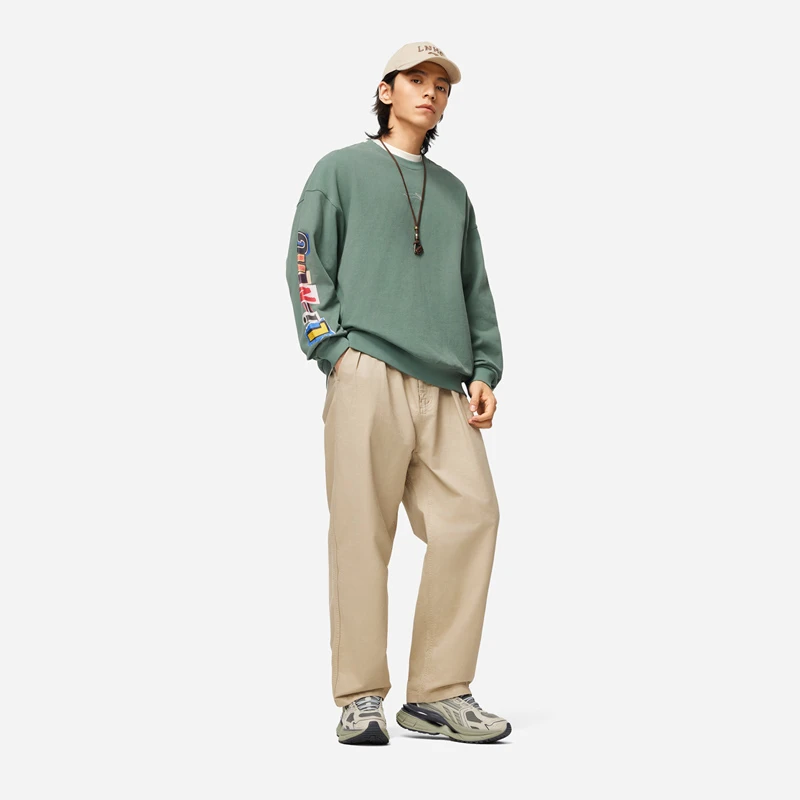 李宁滑板系列男子套头无帽卫衣宽松型春秋运动服AWDU137-5-B品