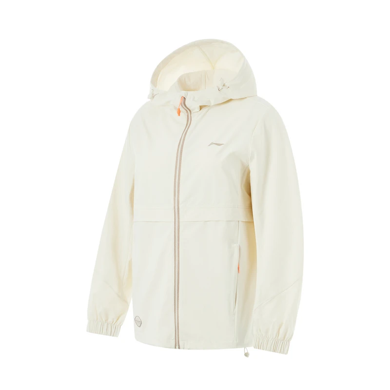 李宁风衣秋季女子健身系列时尚透气宽松开衫连帽外套AFDU150-B品