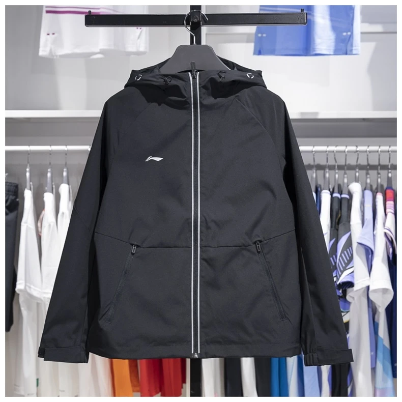 李宁运动风衣女子2024冬季款团购系列防泼水连帽外套AFDUA12-B品