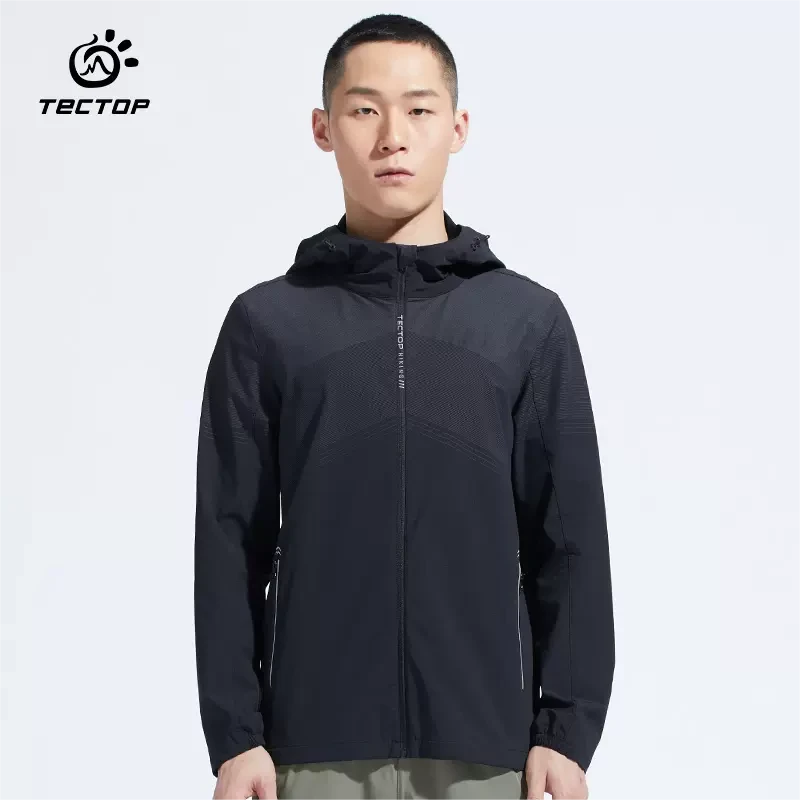 探拓户外春季薄款弹力外套男连帽防风运动休闲夹克风衣AEB610083