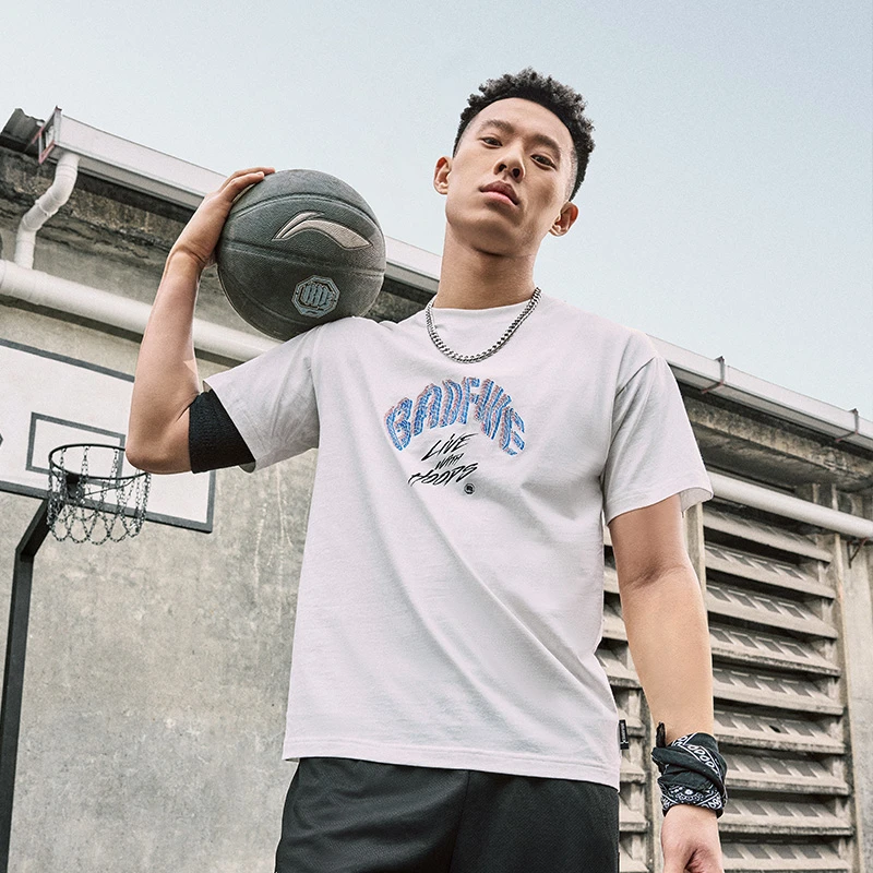 李宁反伍BADFIVE篮球系列男短袖T恤夏季棉质透气上衣AHSU427-B品