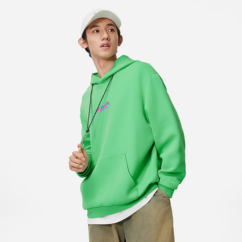 LI-NING/李宁男子运动潮流系列宽松休闲百搭套头卫衣AWDU023-B品