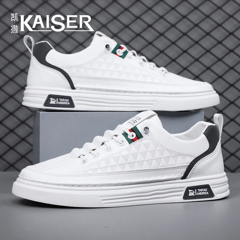 KAISER/凯撒·男鞋新款休闲男皮鞋秋季透气潮流板鞋百搭一脚蹬潮鞋