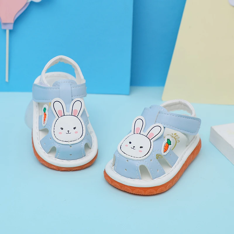 嘤嘤熊仔婴儿软底防滑学步鞋夏季男宝宝卡通叫叫鞋魔术贴女童凉鞋