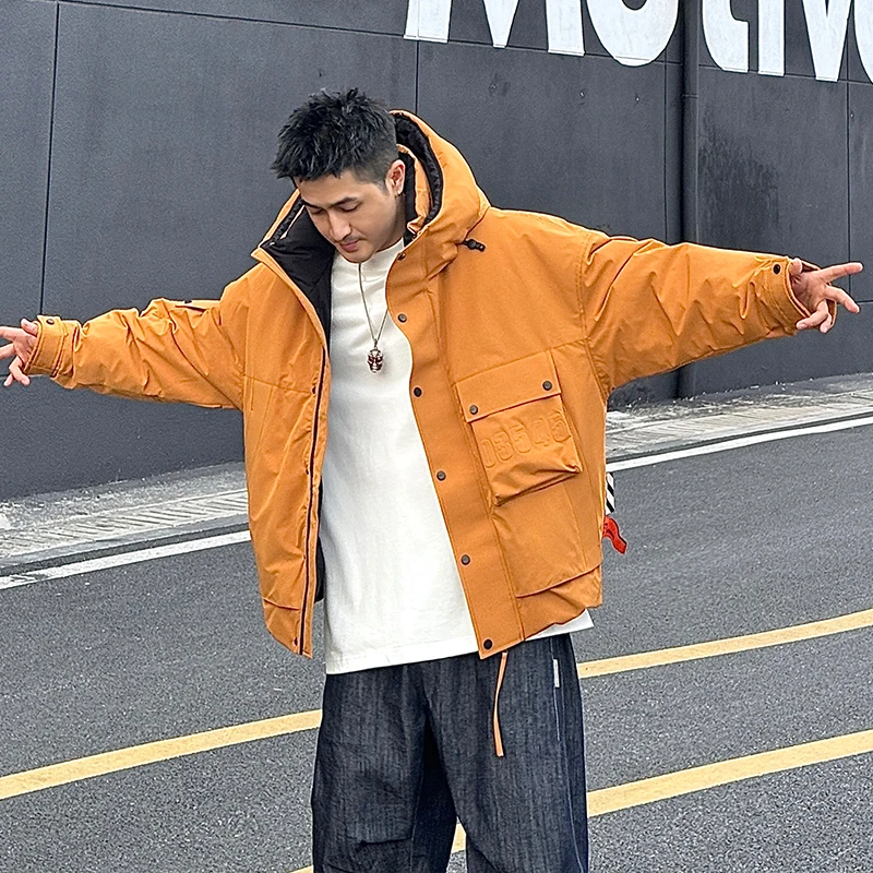 到位男装秋冬2024工装机能三防宽松面包服连帽羽绒外套男24999