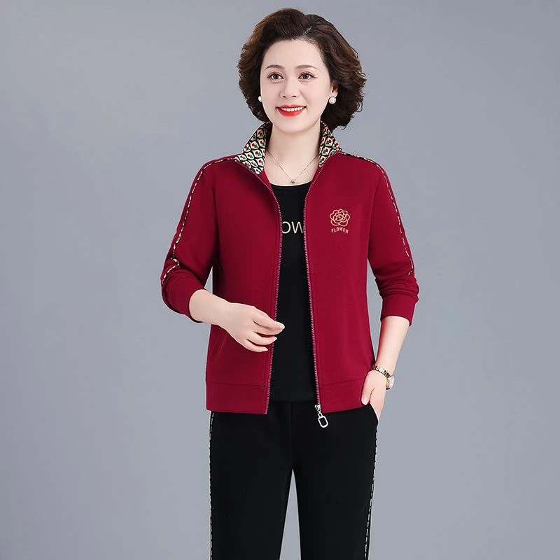 中老年休闲运动套装女三件套妈妈装跑步百搭运动服气质广场舞新款