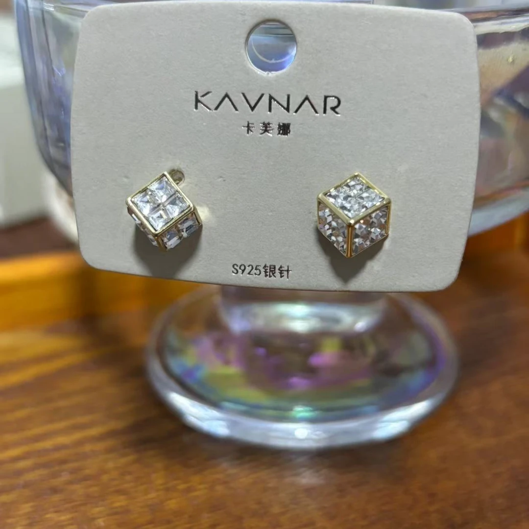 铜合金耳饰 925银针几何方形耳钉轻奢时尚百搭小众简约1129