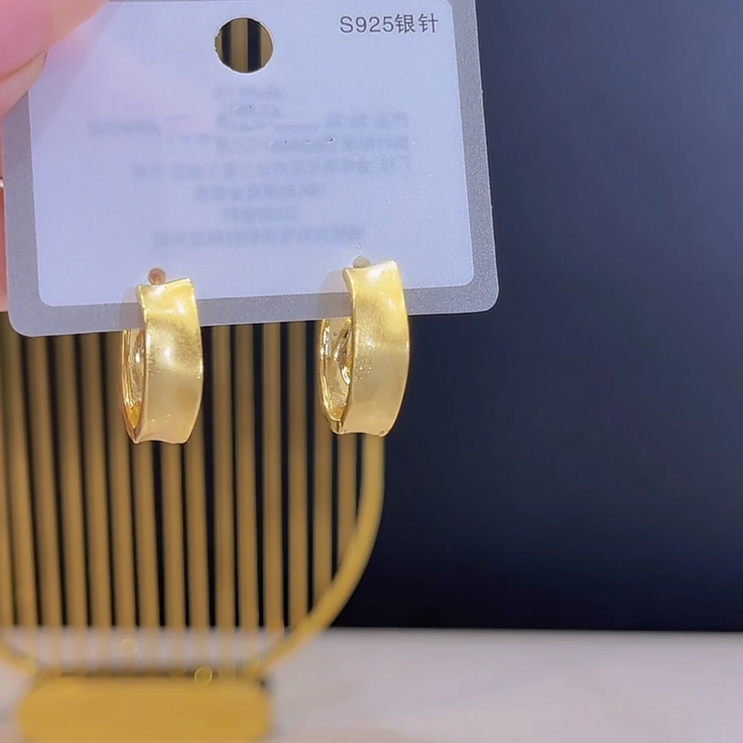 铜合金耳饰 925银针X738金色不规则耳扣小众时尚百搭轻奢简约