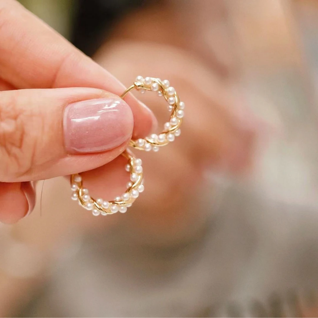 铜合金耳饰 925银针小米粒珠珠耳扣轻奢时尚百搭简约1133