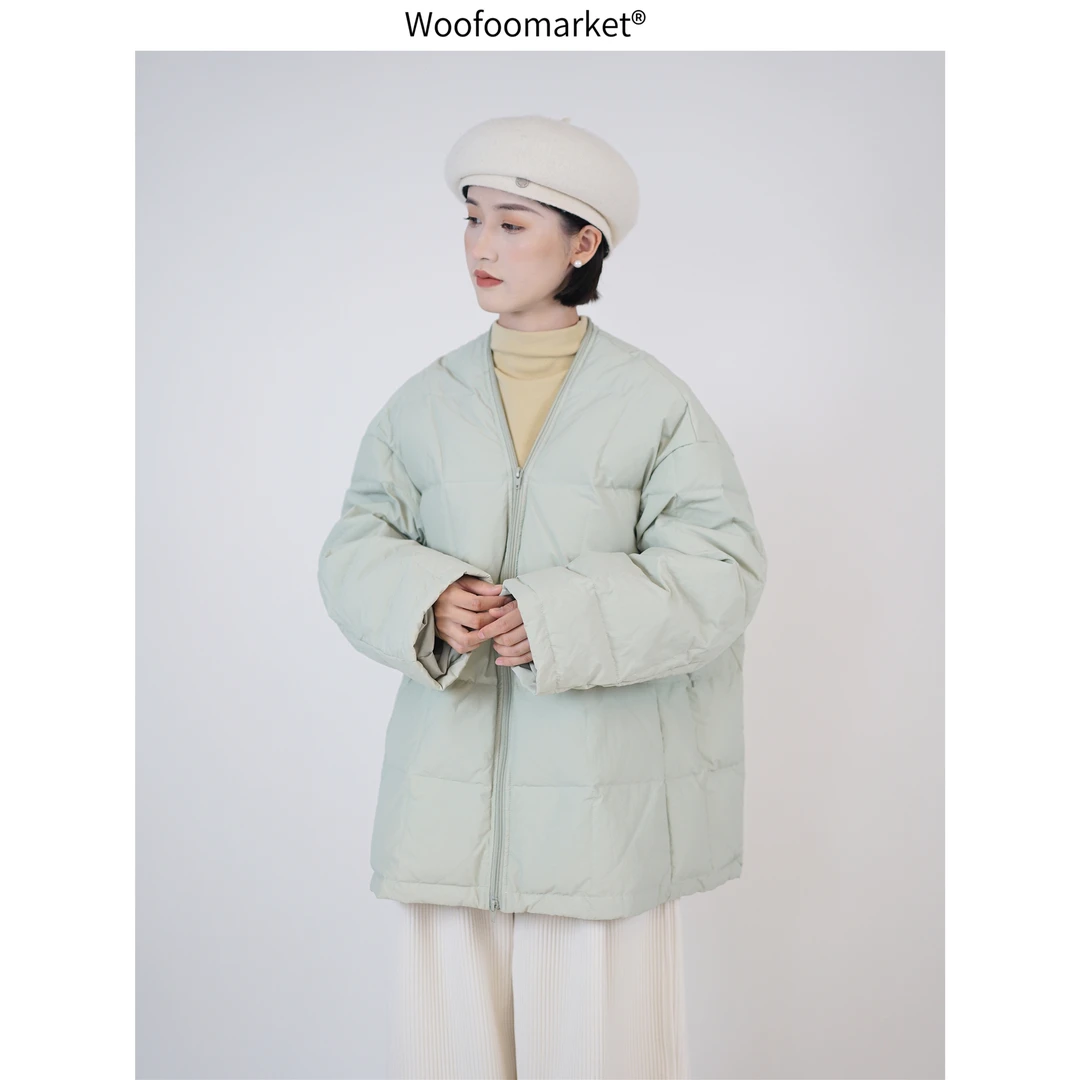 【海街日集】极简风拉链豆腐块轻便外套女秋冬宽松休闲上衣 WT218