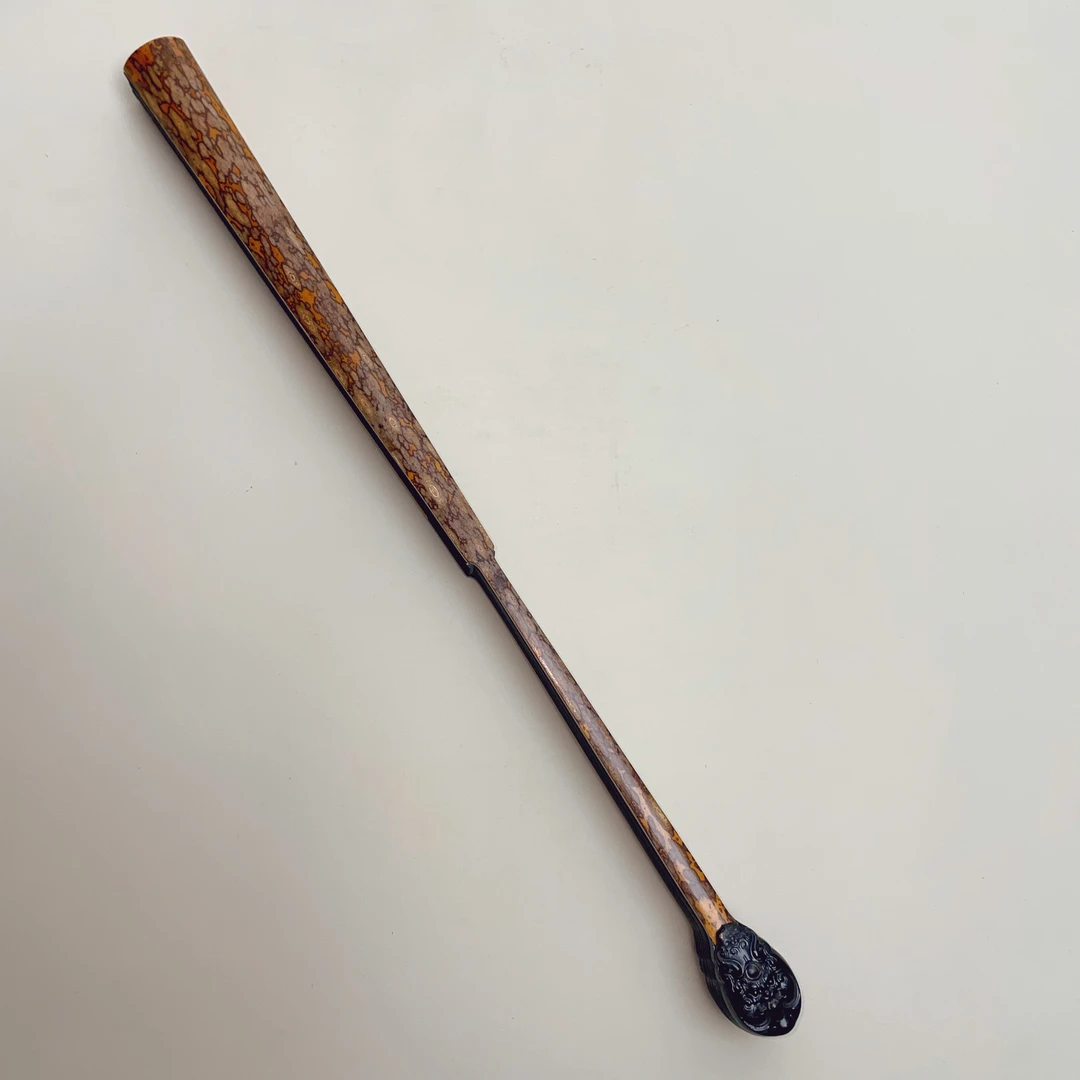 蚊帐杆老梅鹿竹折扇项峰良老师精制底子蜡黄9.6寸2.0排口16方