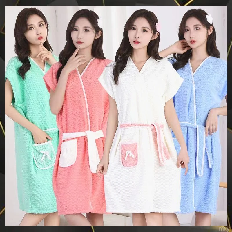 无袖浴袍可穿可裹浴巾女吊带浴袍浴裙加厚穿戴式浴巾背心式浴巾