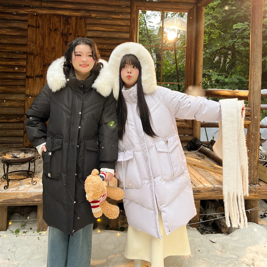 「更适合胖MM」大码百分百女冬保暖真狐狸毛三防羽绒服中长款2088