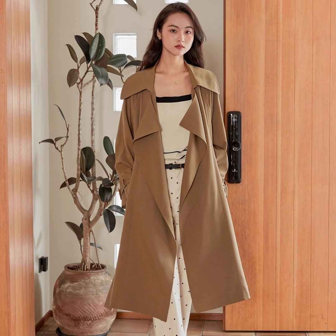 大码百分百秋季气质风衣外套微胖通勤宽松时尚显瘦大码女装1297