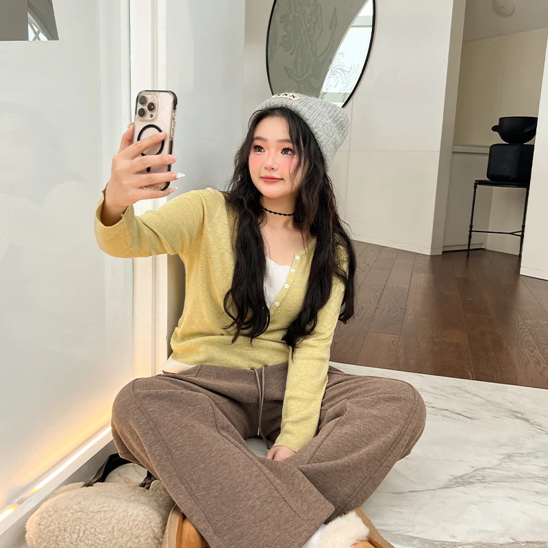 清-L22513大码百分百冬季显瘦穿搭打底衫内搭上衣假两件针织衫