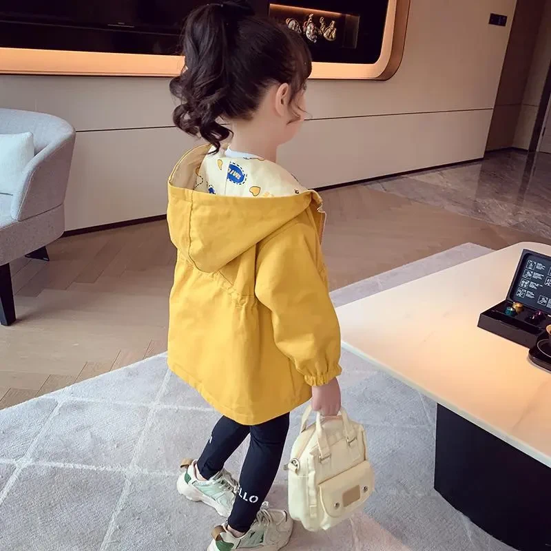 2025新款女童外套儿童春装卡通双面穿风衣洋气小女孩拉链衫春秋