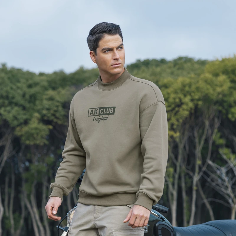 AKCLUB春秋男款户外休闲舒适百搭字母OG印花圆领卫衣男士 2305700