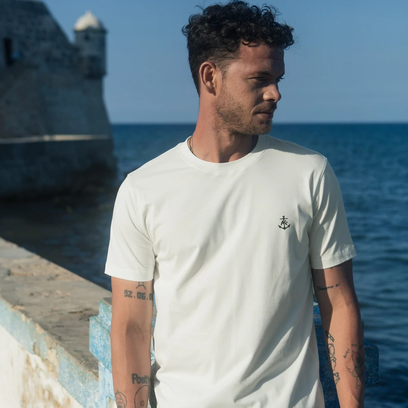 AKCLUB男夏复古高弹凉感透气舒适圆领T恤半袖t恤男士2400261