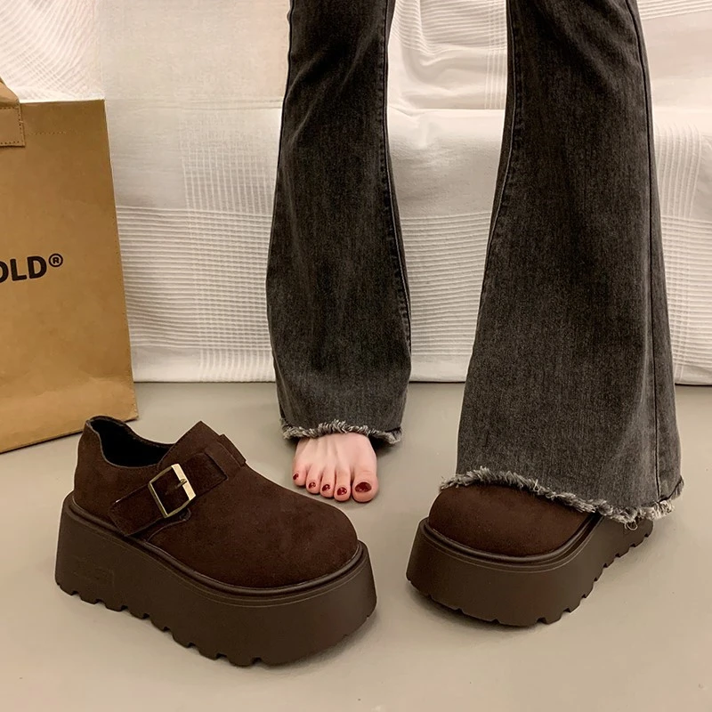 小个子增高厚底勃肯鞋女2025春季新款休闲博肯鞋英伦风乐福鞋单鞋