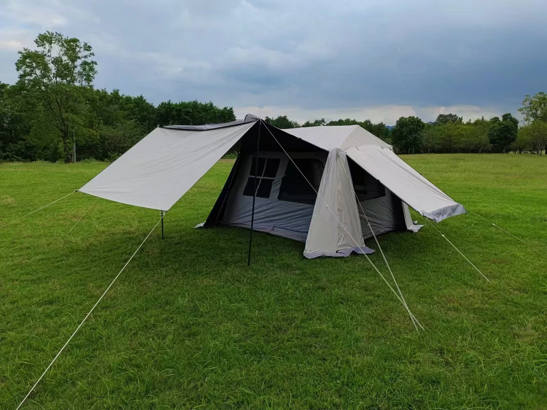 速开屋脊防暴雨双层黑胶帐篷