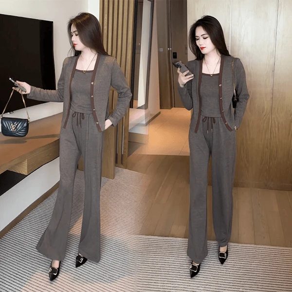 【季颜品牌】秋季新款三件套气质显瘦时尚洋气休闲时尚减龄套装10