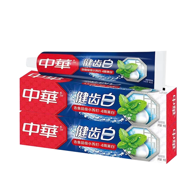 中华牙膏健齿白小苏打温和护龈国风薄荷味大支清新口气含氟家用a