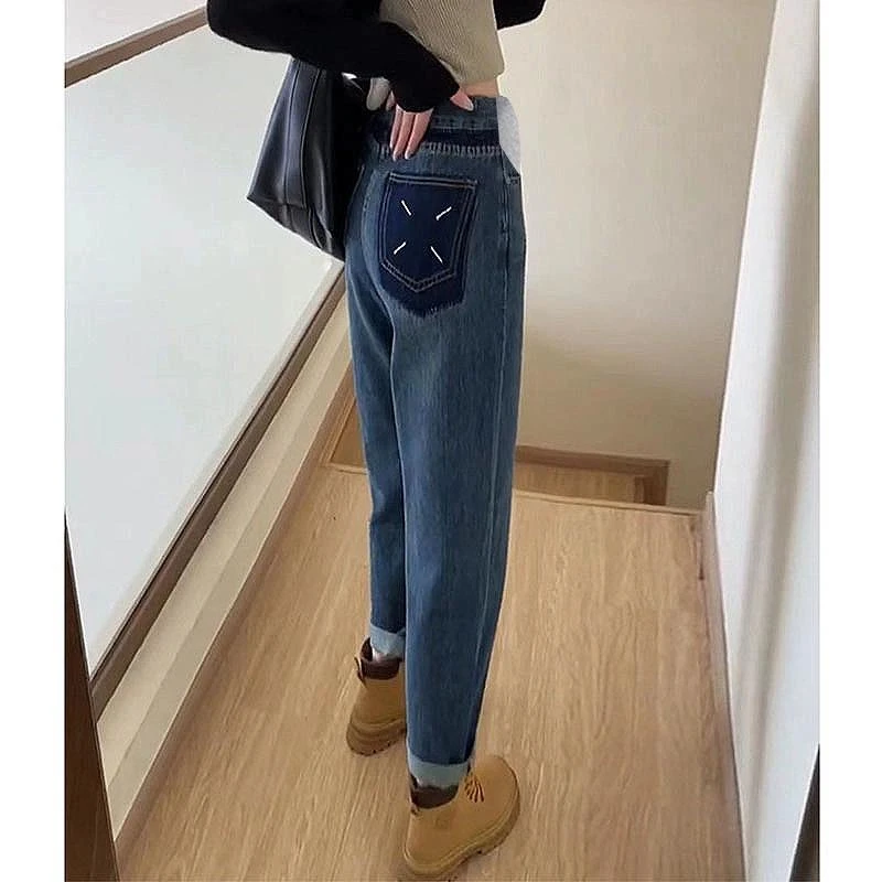 孕妇裤子秋冬装外穿孕早期老爹牛仔裤秋季2024新款加绒内搭长裤女