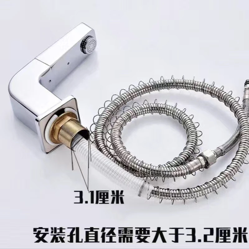 抽拉式安装面盆龙头360度旋转进水管